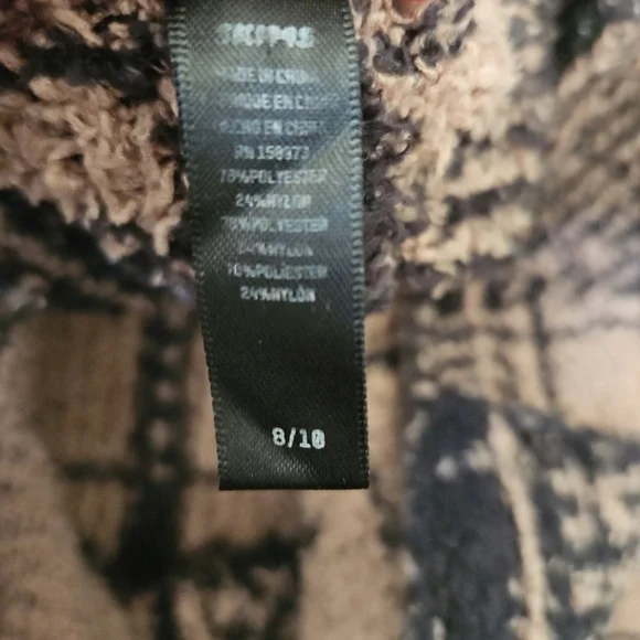 SKIMS Cozy Knit Black And Tan Plaid Jumpsuit Pajama Loungewear Cozy Zip Up 8/10 - Picture 9 of 12